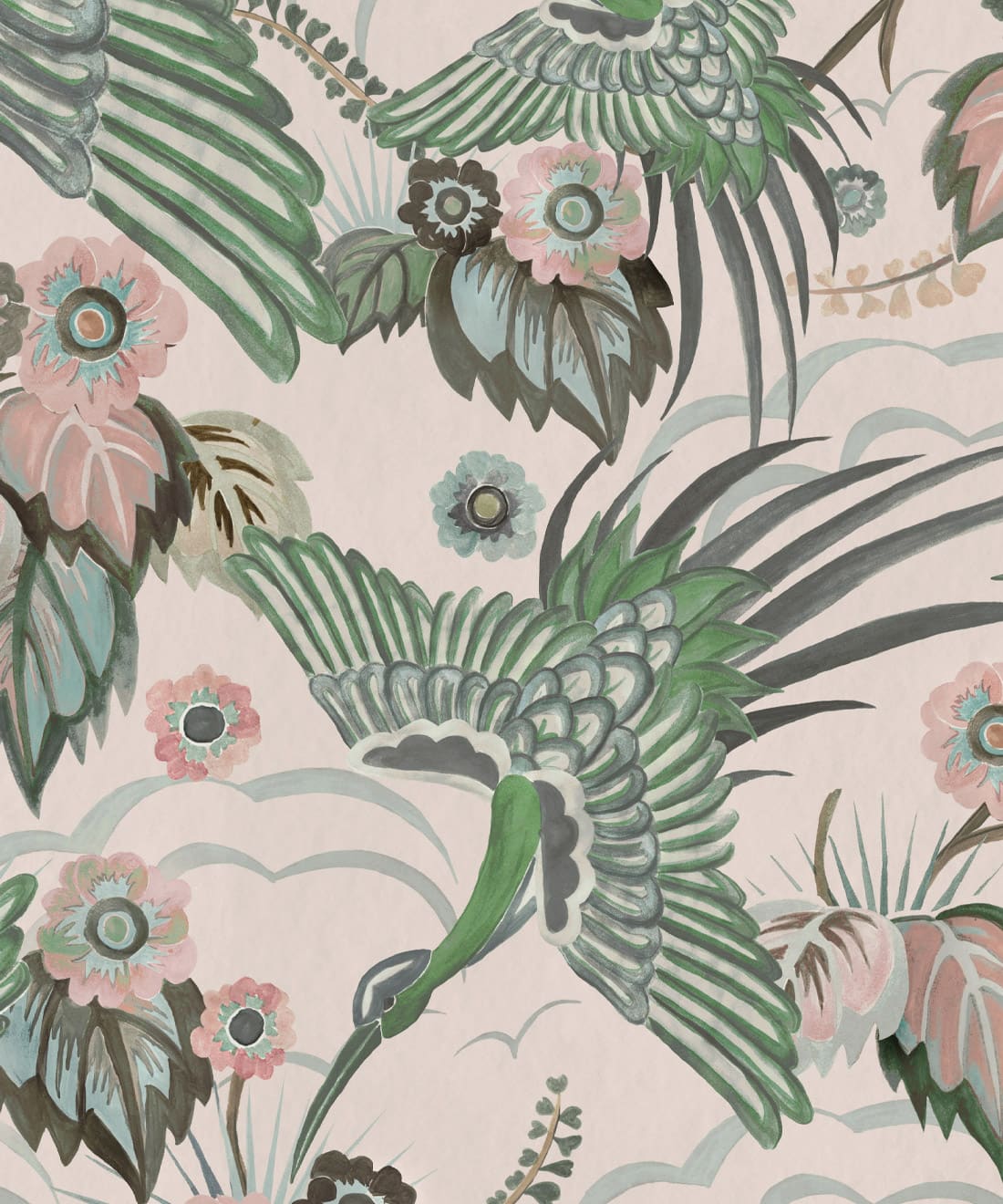 Paradise Wings Wallpaper • House of Heras • Rose Mint • Swatch