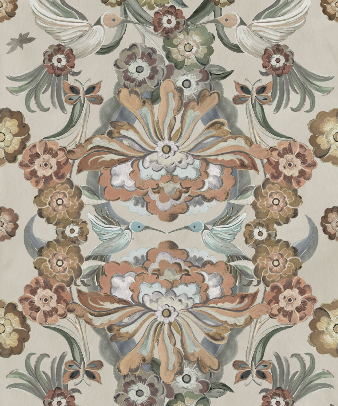 Hummingbird Garden Wallpaper • House of Heras • Cream • Swatch
