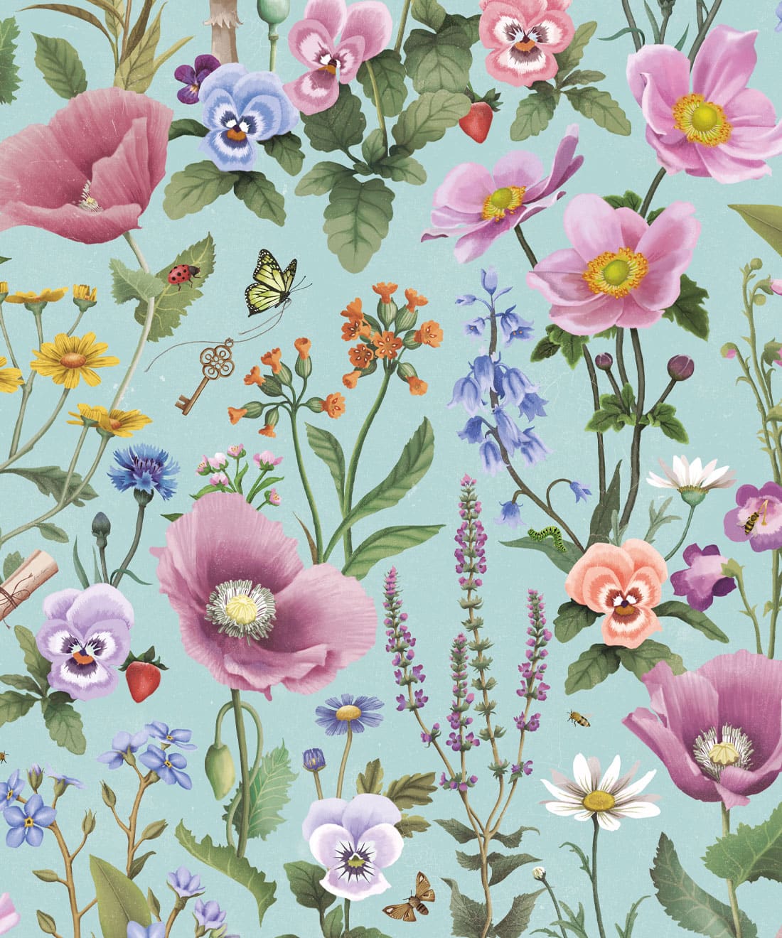 Garden of Dreams Wallpaper • Fleur Harris • Crystal Blue • Swatch