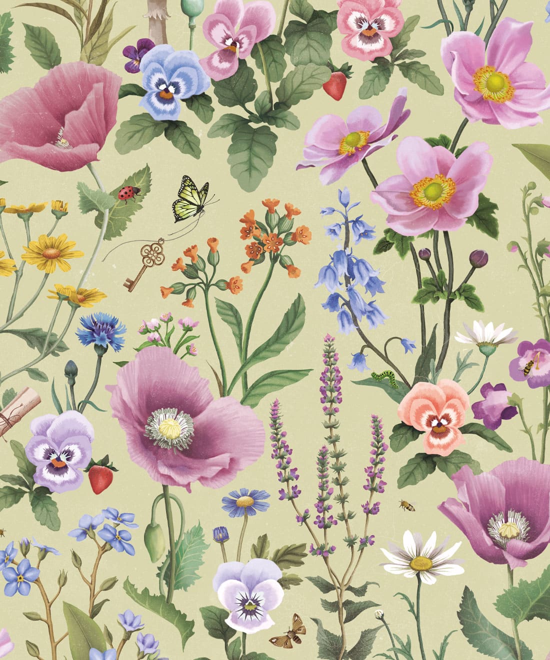 Garden of Dreams Wallpaper • Fleur Harris • Summer Green • Swatch