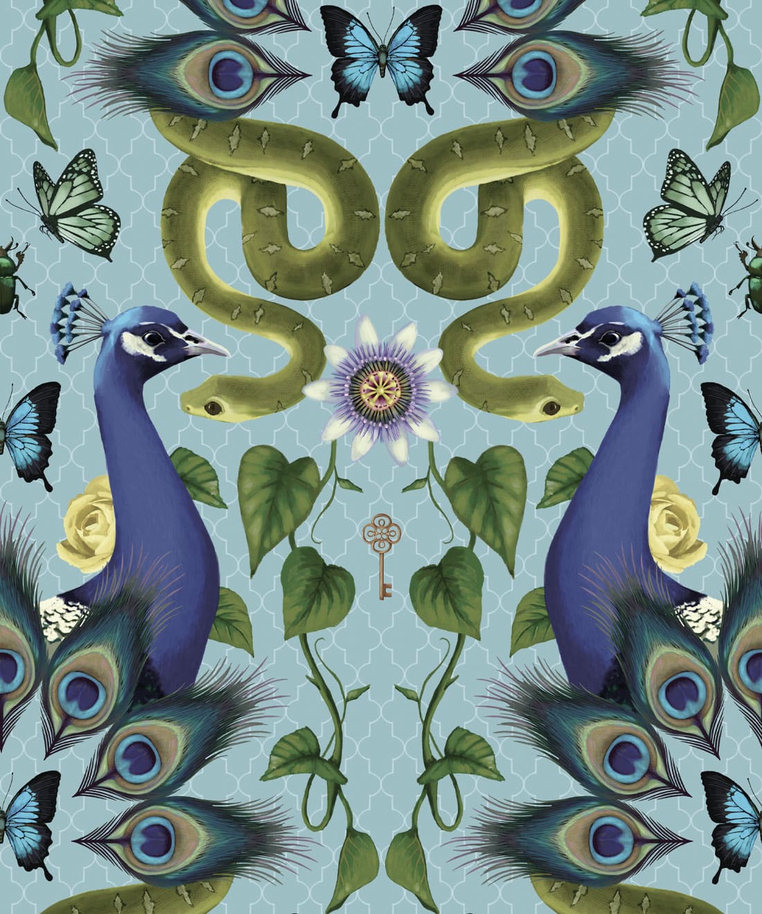 Garden of Elysium Wallpaper • Fleur Harris • Ethereal Blue • Swatch