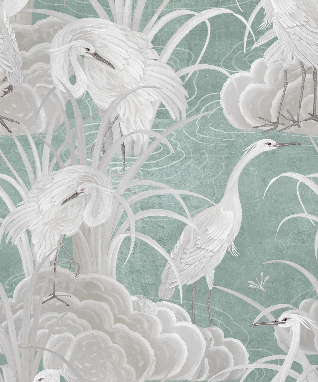 Water Birds Wallpaper • Bethany Linz • Duck Egg • Swatch