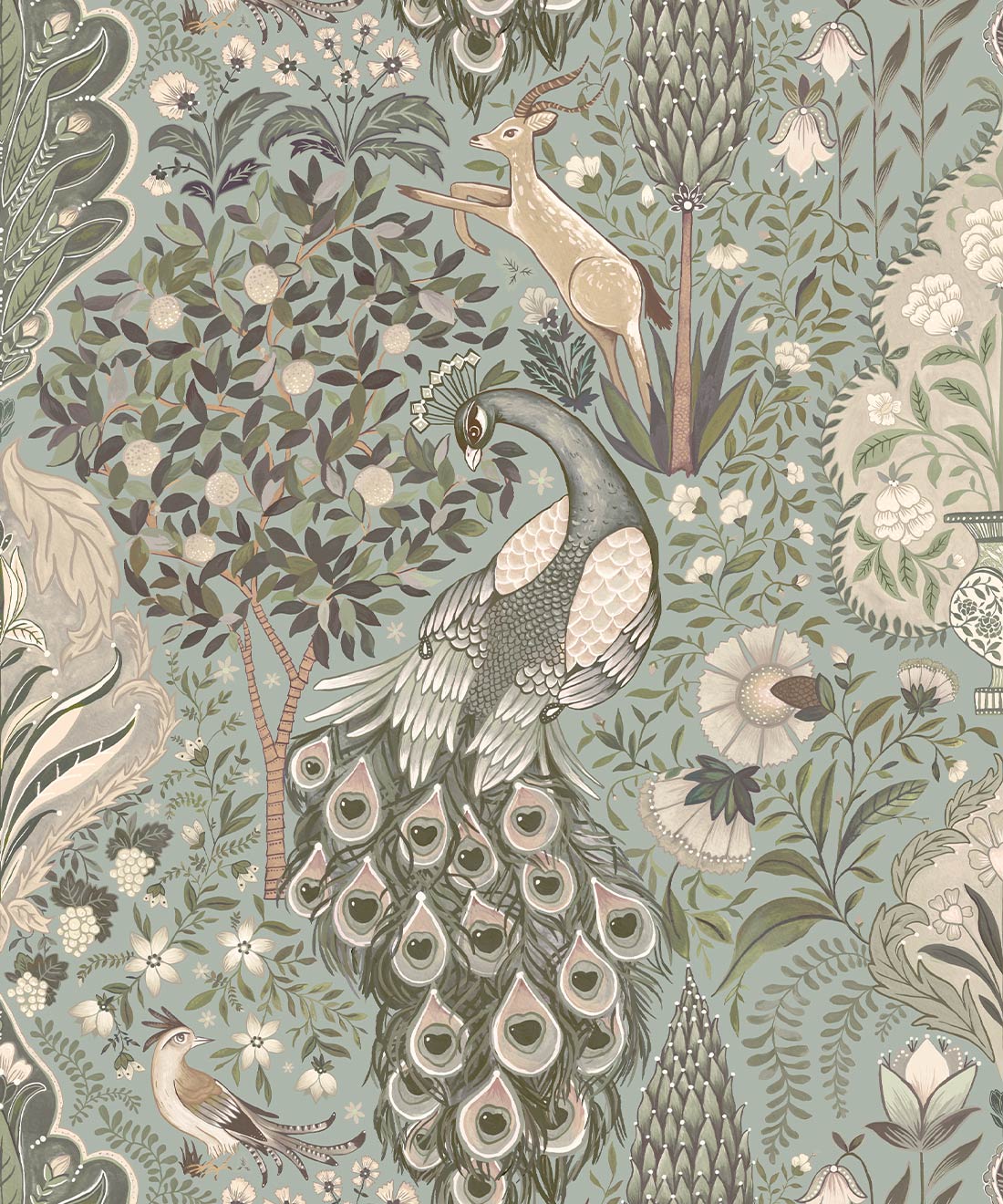 Peacock Garden Wallpaper • Milton & King Studio • Duck Egg • Swatch