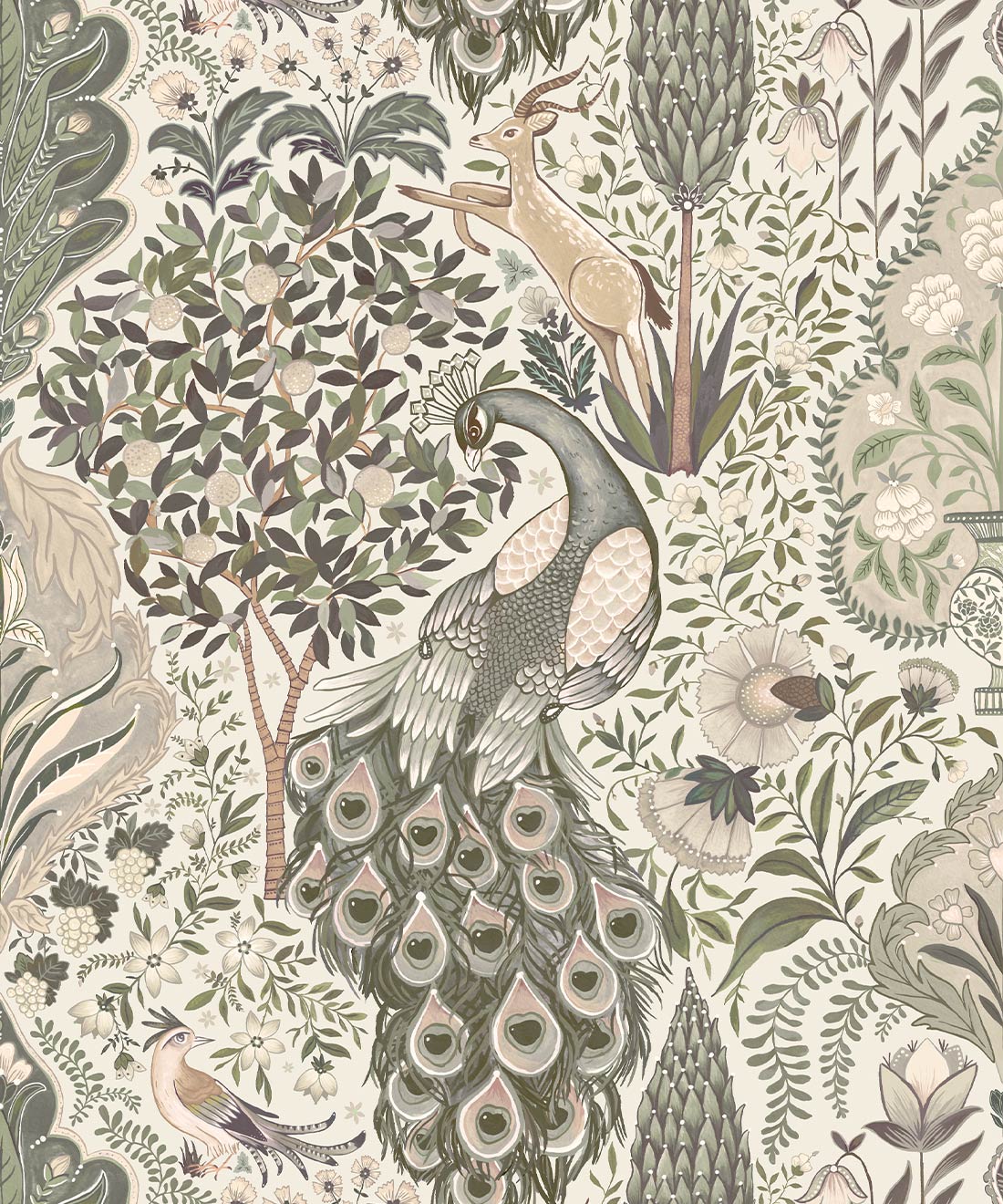 Peacock Garden Wallpaper • Milton & King Studio • Linen • Swatch