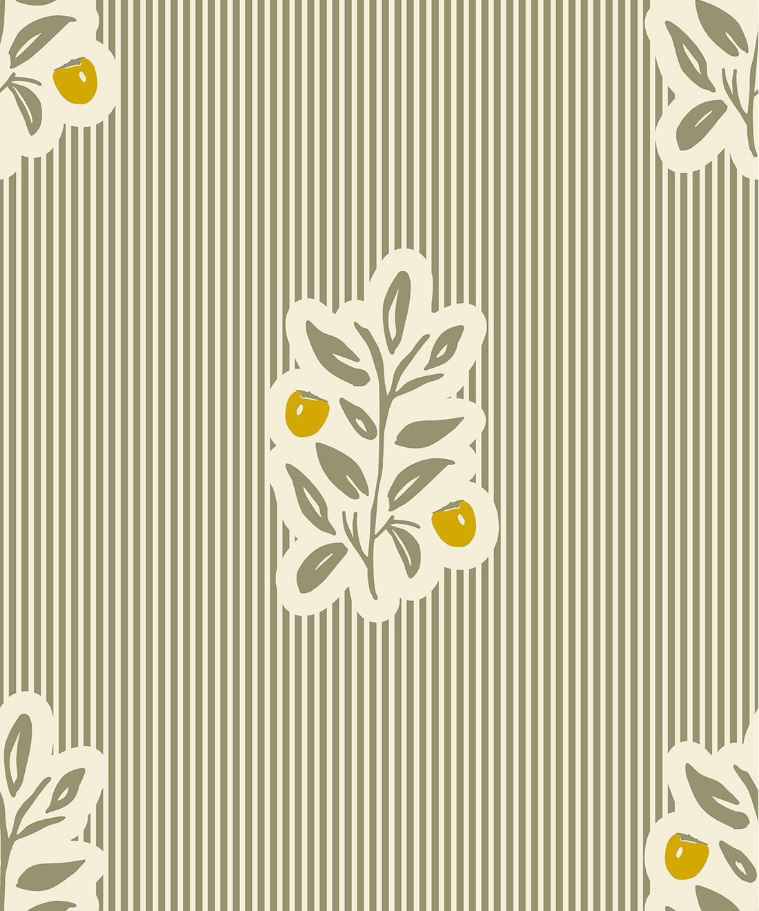 Piper, Nooooo Wallpaper • Gray Benko • Olive & Yellow • Swatch