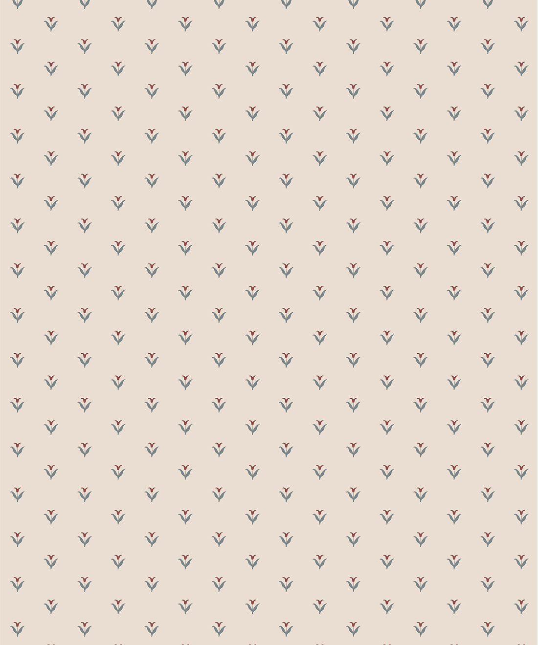 Nana's Kitchen Wallpaper • Gray Benko • Ivory, Burgundy & Blue • Swatch